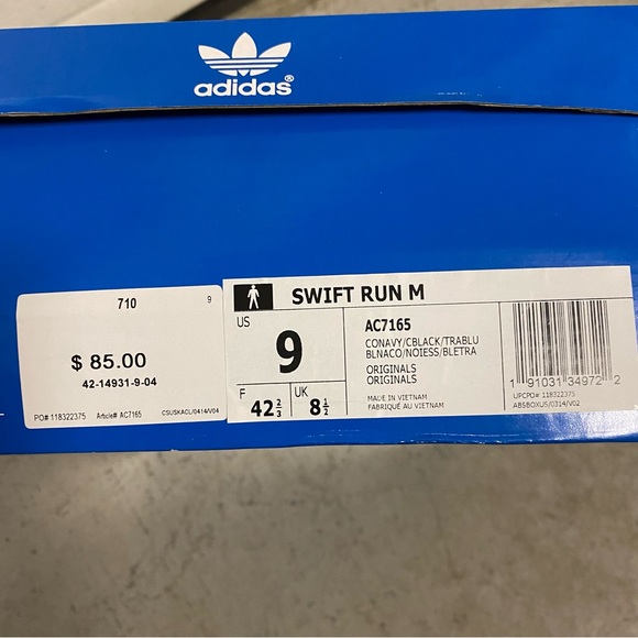 Adidas Swift Run M Sneaker AC7165 - Men’s 9 - Navy, White, w/ Box - Picture 11 of 13